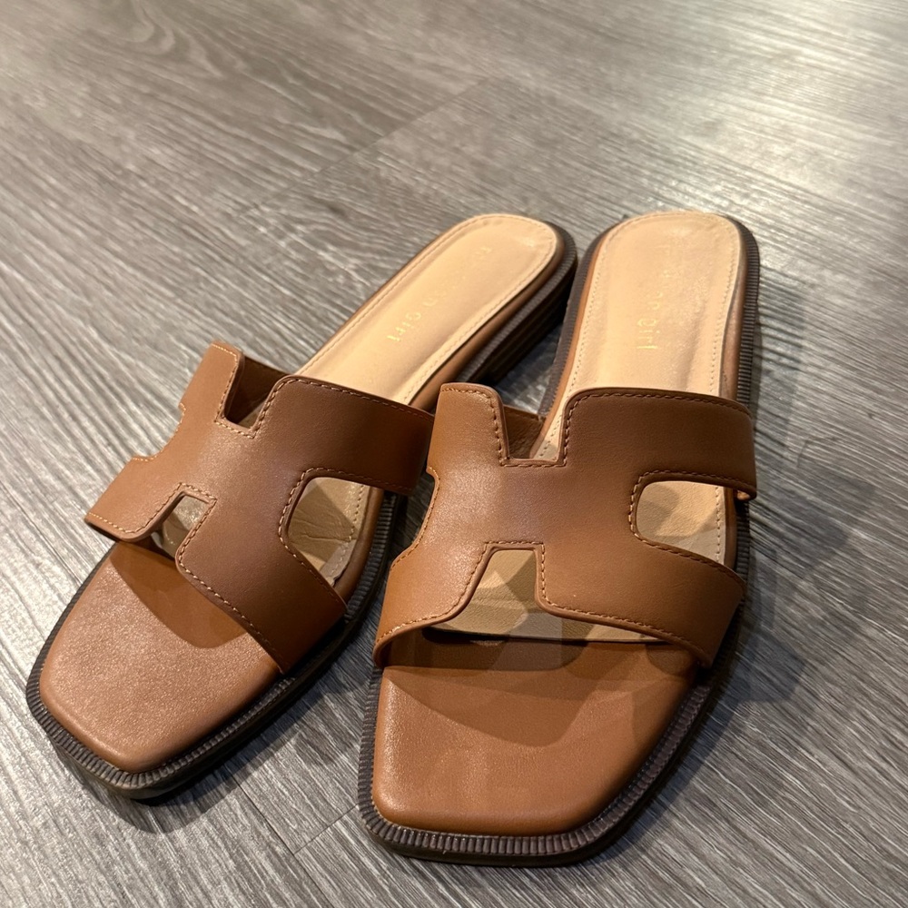 Madden Girl Brown Slide Sandals women’s size 7.5 worn once
